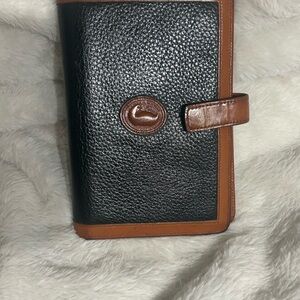 Dooney & Bourke Black and Brown Pebbled Leather Organizer